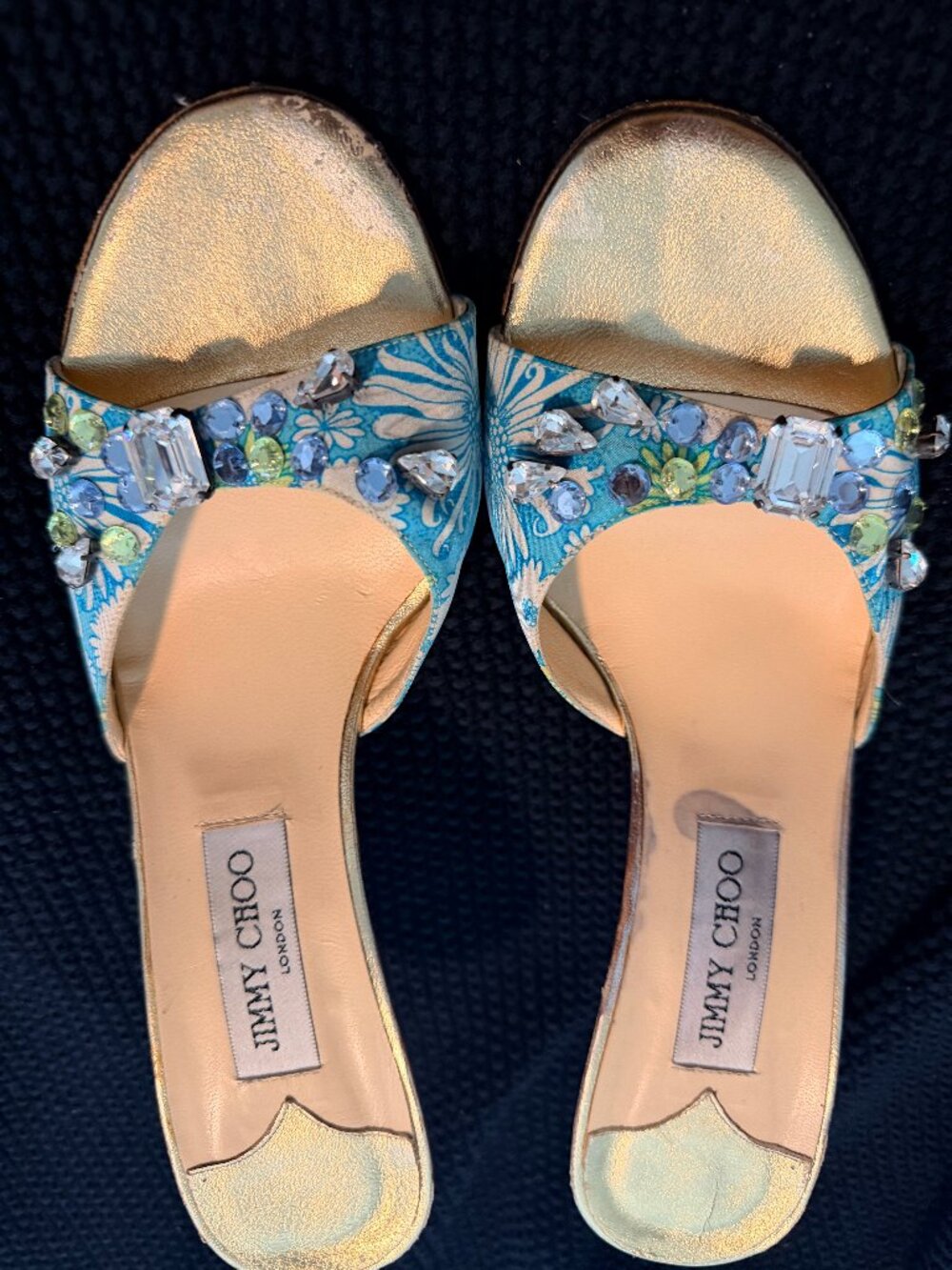 Jimmy Choo Floral Crystal Peep Toe Sandals 40.5